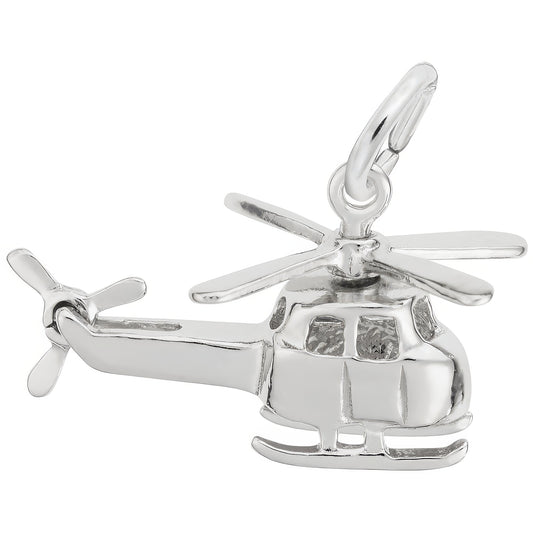 Small Helicopter Charm - Metal - Sterling Silver