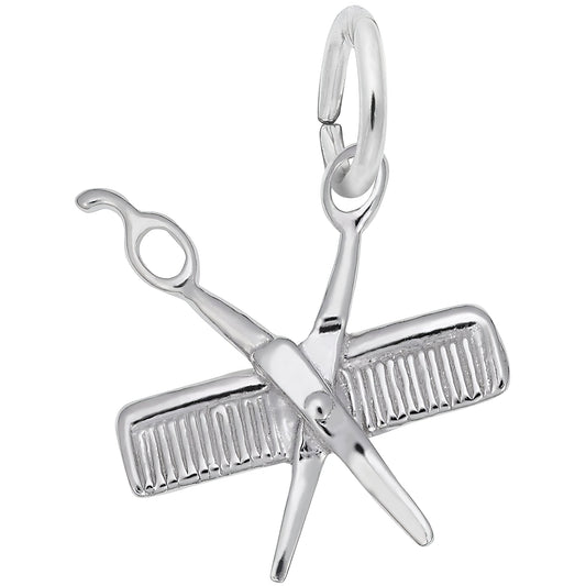 Charms Sterling Silver Small Comb & Scissors Charm
