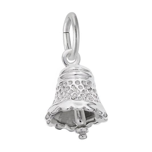 Small Speckled Bell Charm - Metal - Sterling Silver