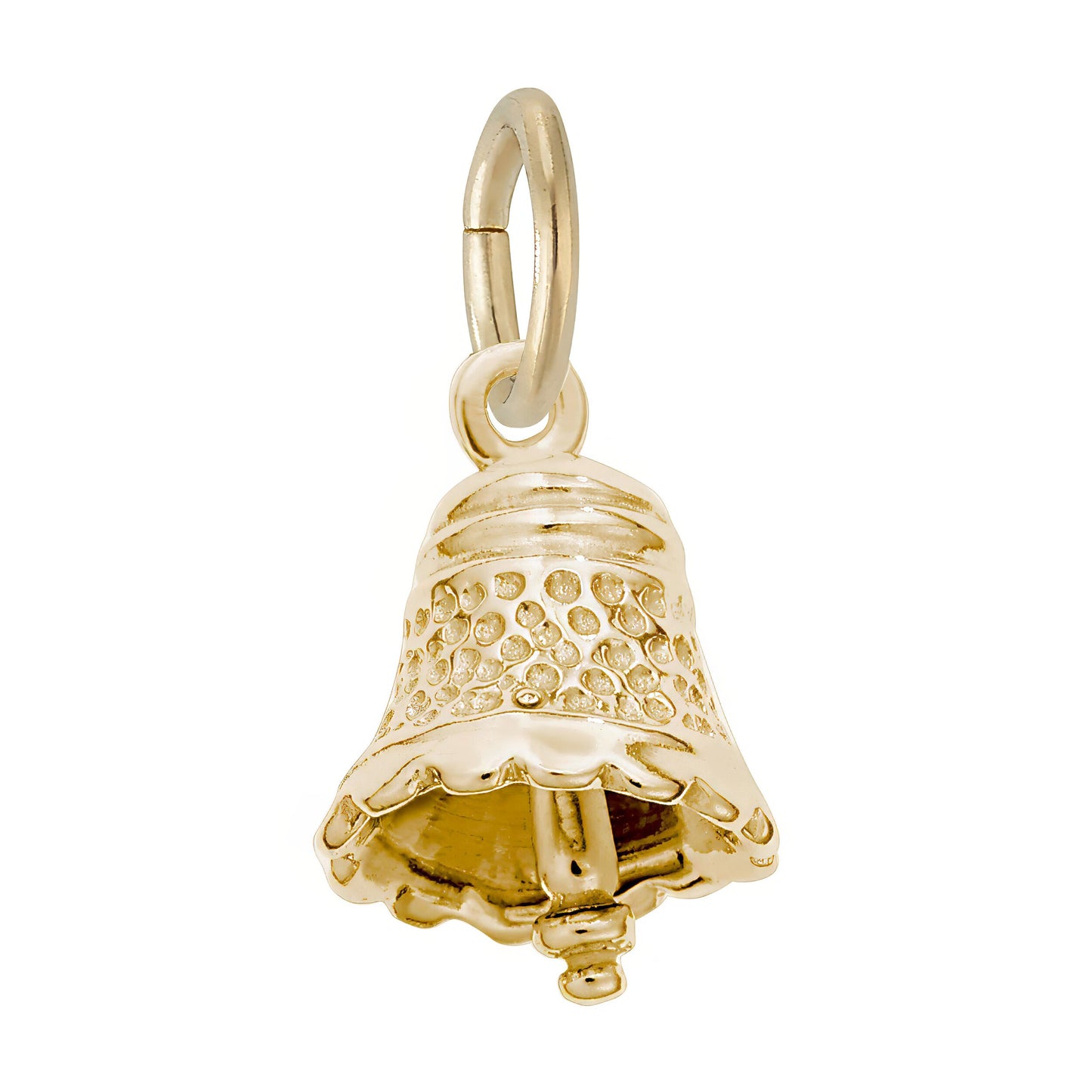Small Speckled Bell Charm - Metal - Sterling Silver