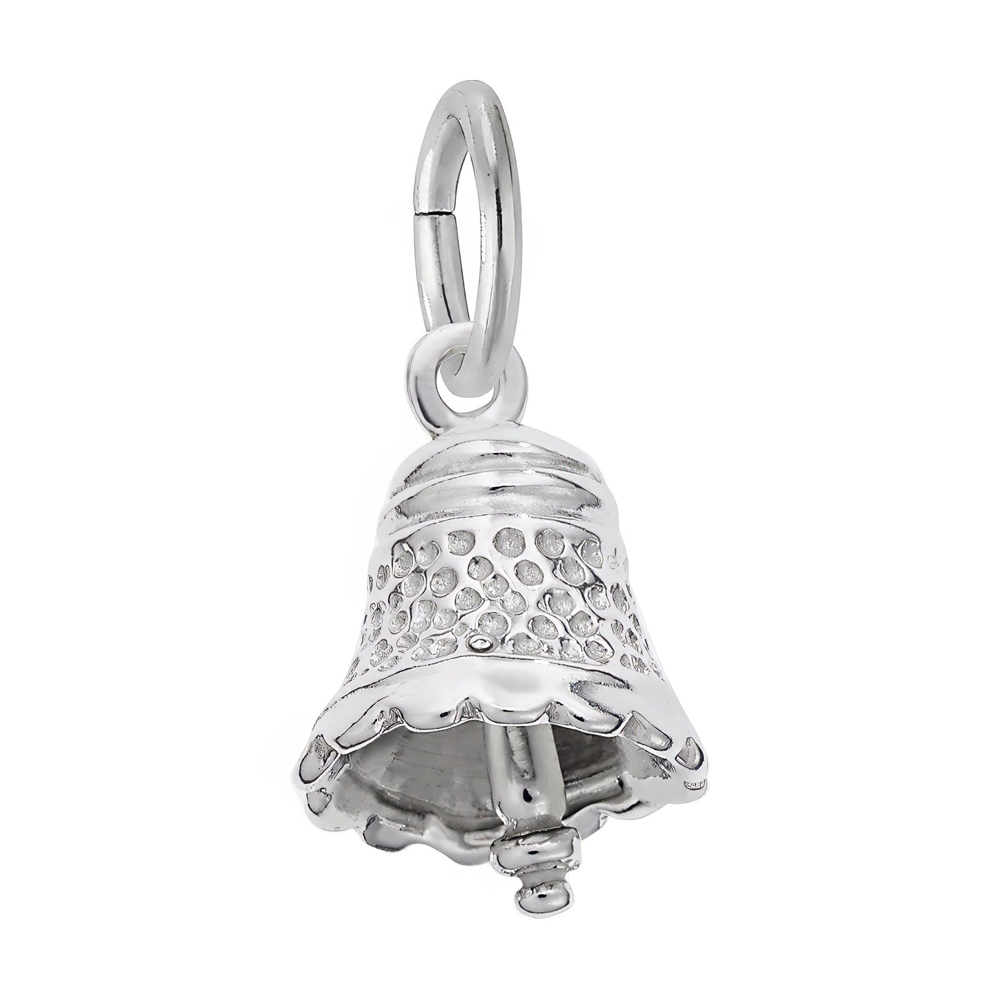 Small Speckled Bell Charm - Metal - Sterling Silver