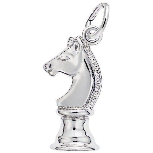 Chess Knight Charm - Metal - Sterling Silver
