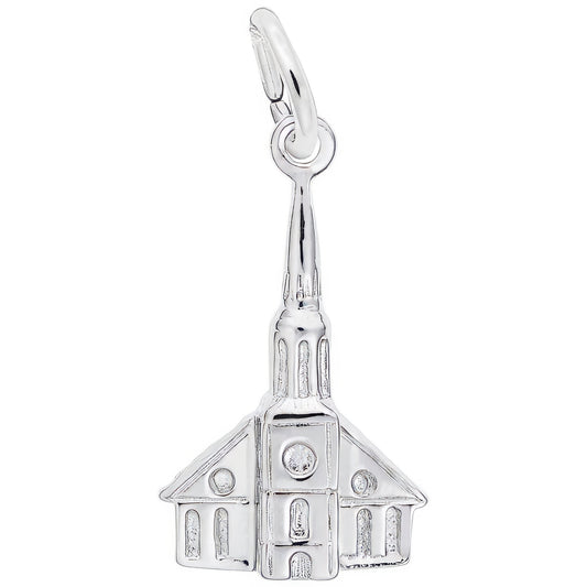 Steeple Church Charm - Metal - Sterling Silver