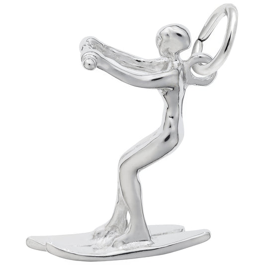 Water Skier Charm - Metal - Sterling Silver