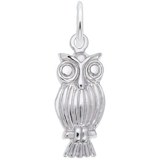 Screech Owl Charm - Metal - Sterling Silver