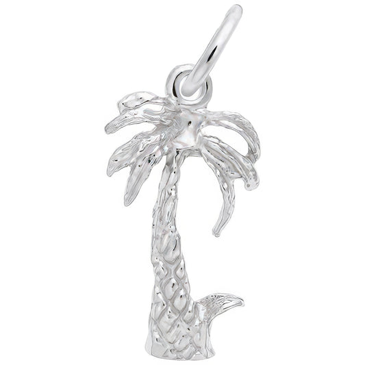 Tropical Palm Tree Charm - Metal - Sterling Silver