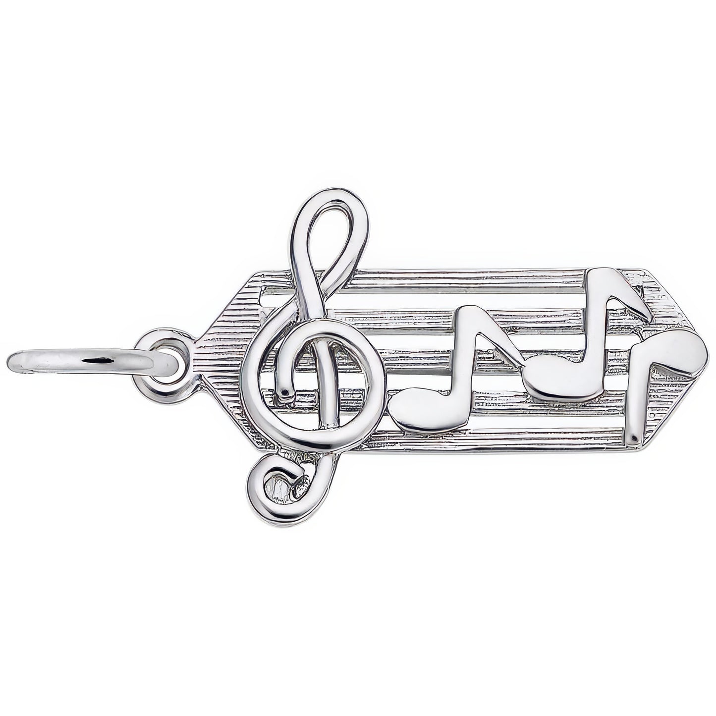 Small Music Staff Charm - Metal - Sterling Silver