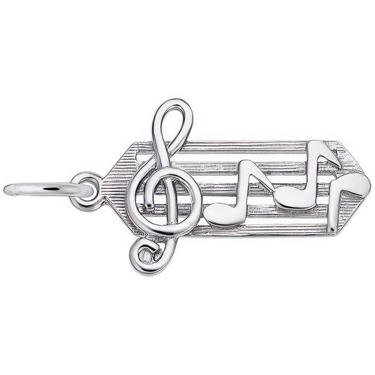 Small Music Staff Charm - Metal - Sterling Silver