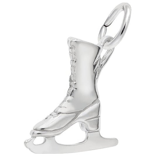 Womans Ice Skate Charm - Metal - Sterling Silver