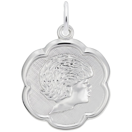 Sterling Silver Girl Charm - 18mm x 18mm