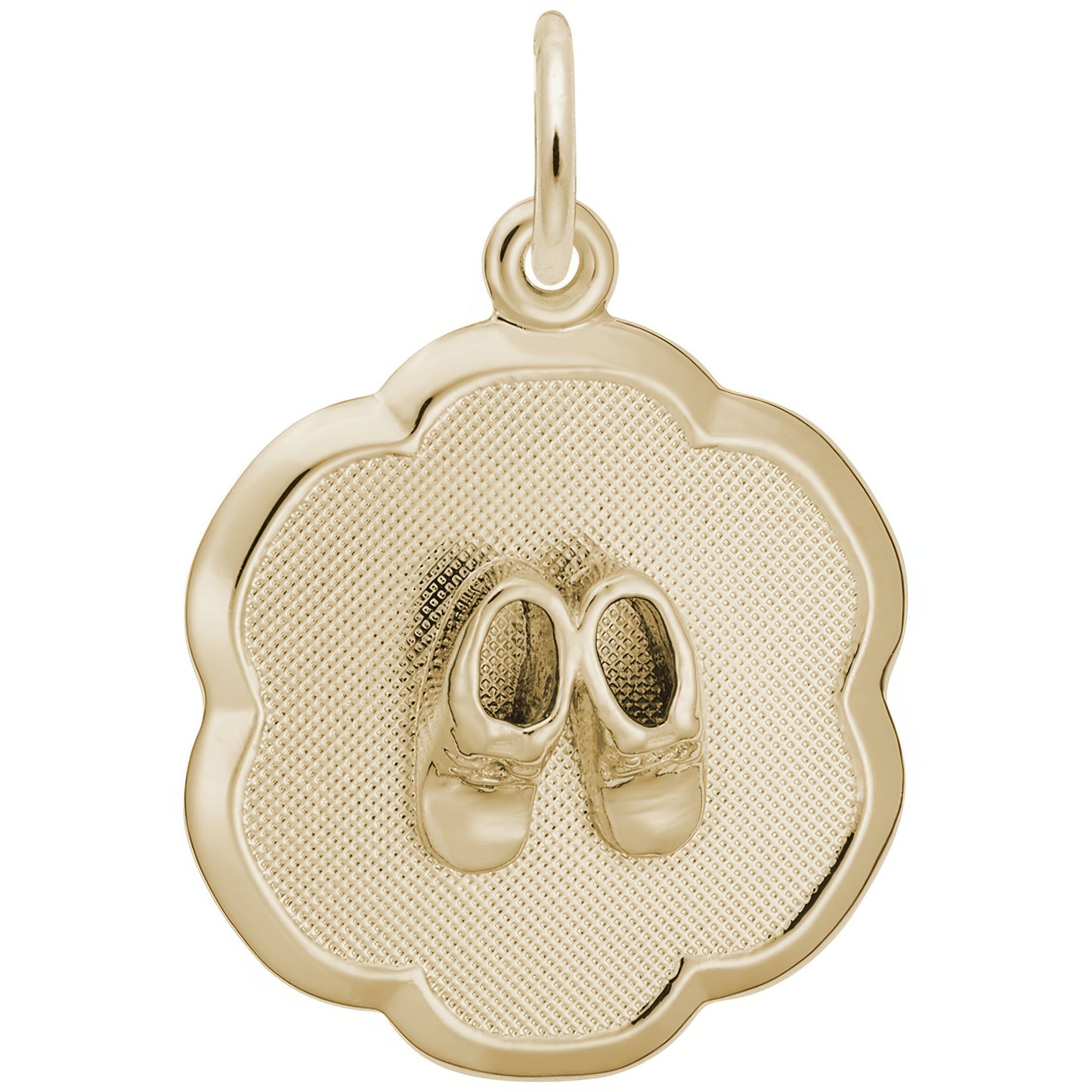 Charms Sterling Silver Baby Shoes Disc Charm