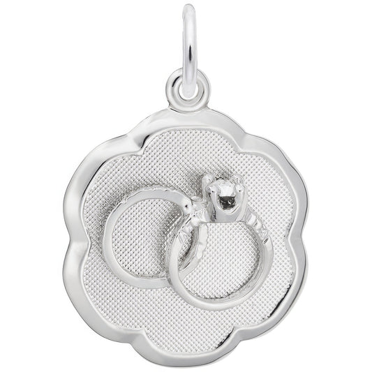Elegant Wedding Rings Charm - Metal - Sterling Silver