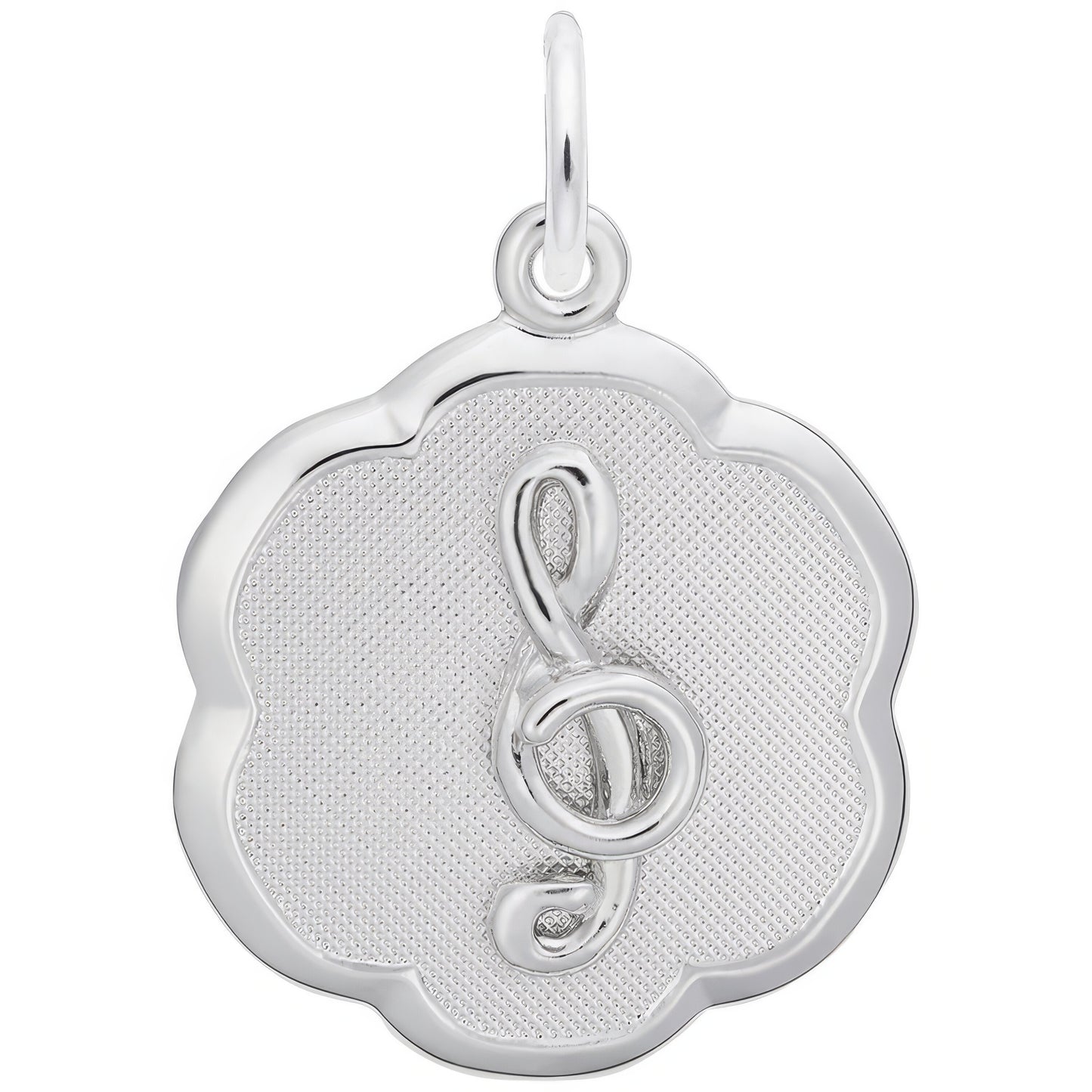 Treble Clef Medallion Charm - Metal - Sterling Silver