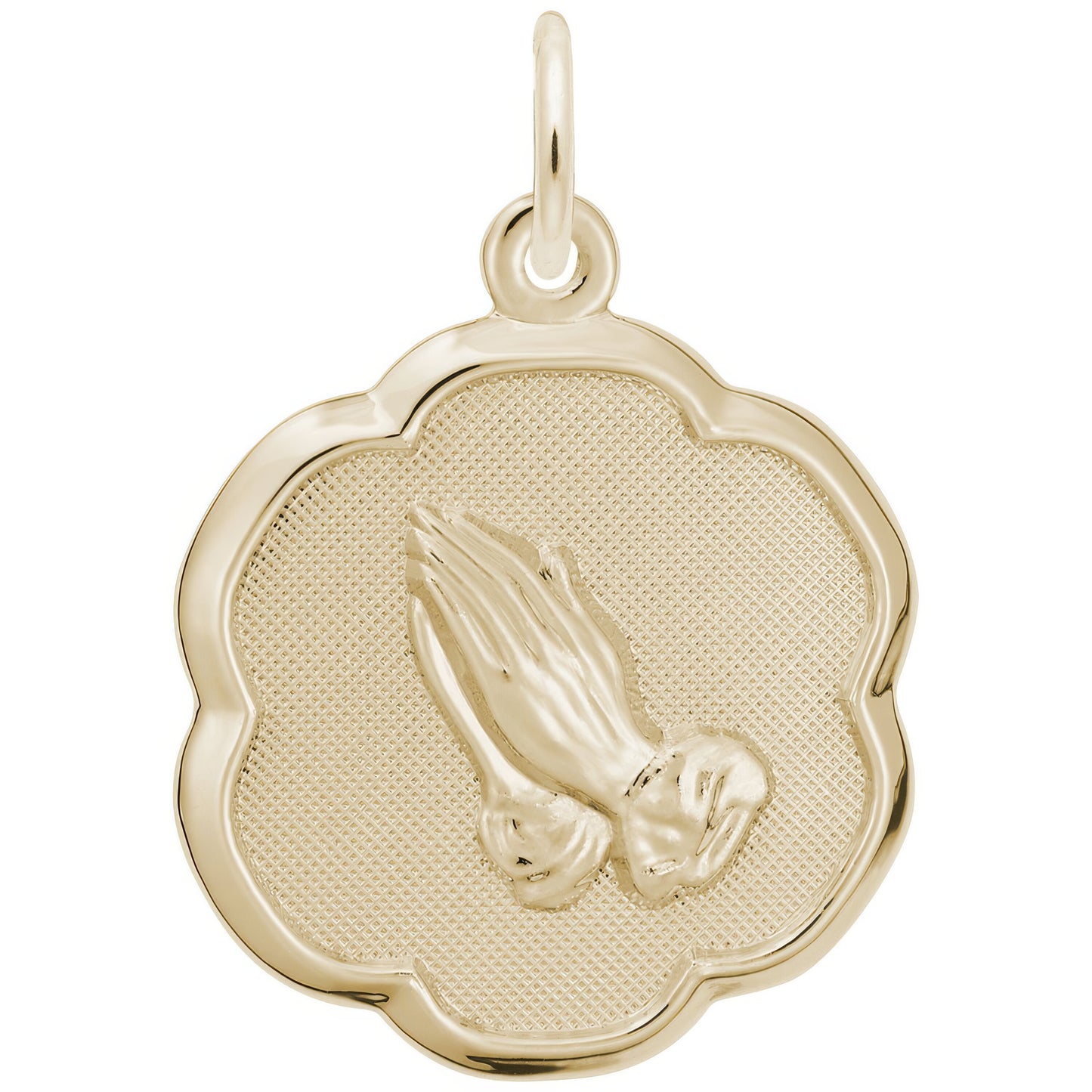 Textured Praying Hands Charm - Metal - Sterling Silver