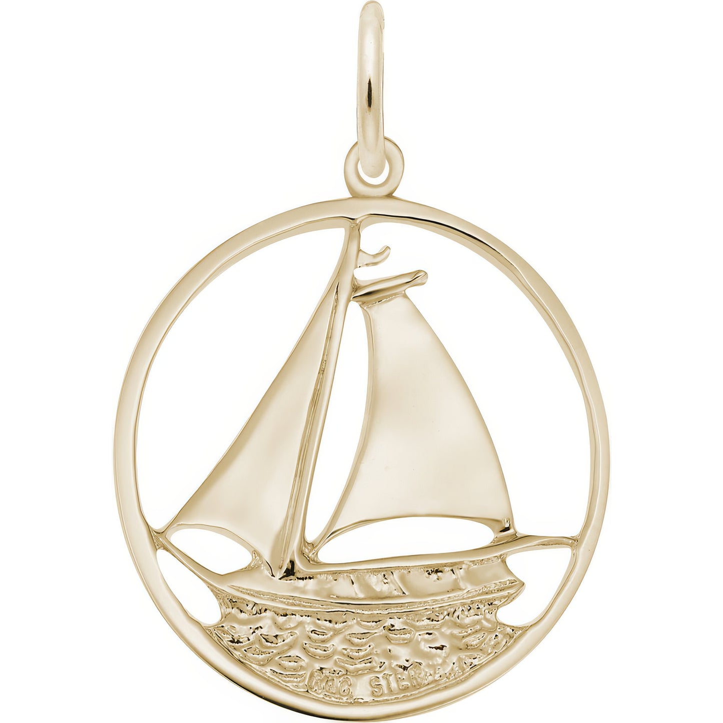 Sailboat in Circle Charm - Metal - Sterling Silver