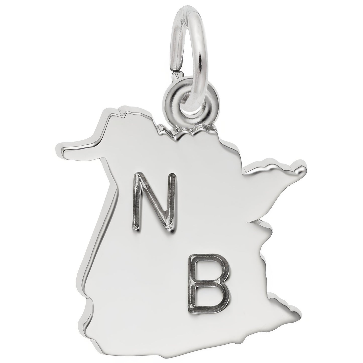 New Brunswick Map Charm - Metal - Sterling Silver