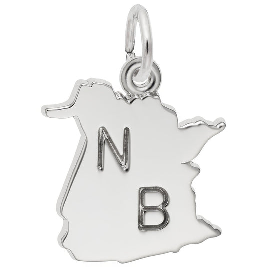 New Brunswick Map Charm - Metal - Sterling Silver