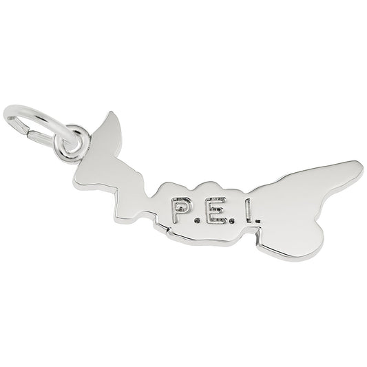Prince Edward Island Map Charm - Metal - Sterling Silver