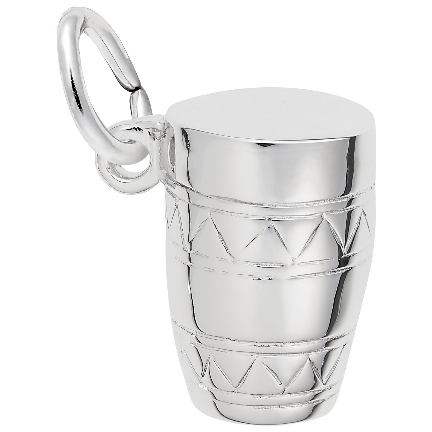 Classic Bongo Drum Charm - Metal - Sterling Silver