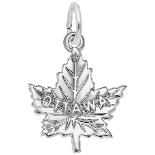 Ottawa Maple Leaf Charm - Metal - Sterling Silver