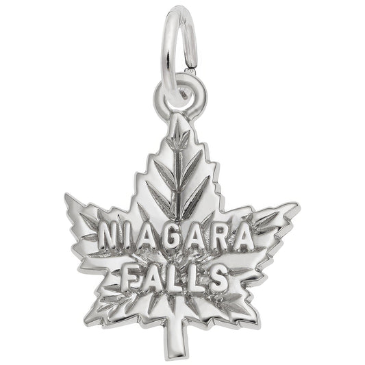 Niagara Falls Maple Leaf Charm - Metal - Sterling Silver