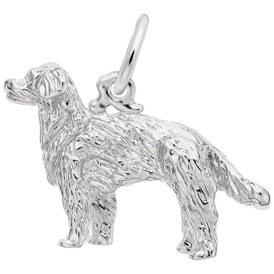 Sterling Silver Golden Retriever Charm - 15mm x 21mm