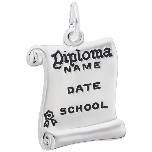 Sterling Silver Diploma Charm - 17mm x 15mm