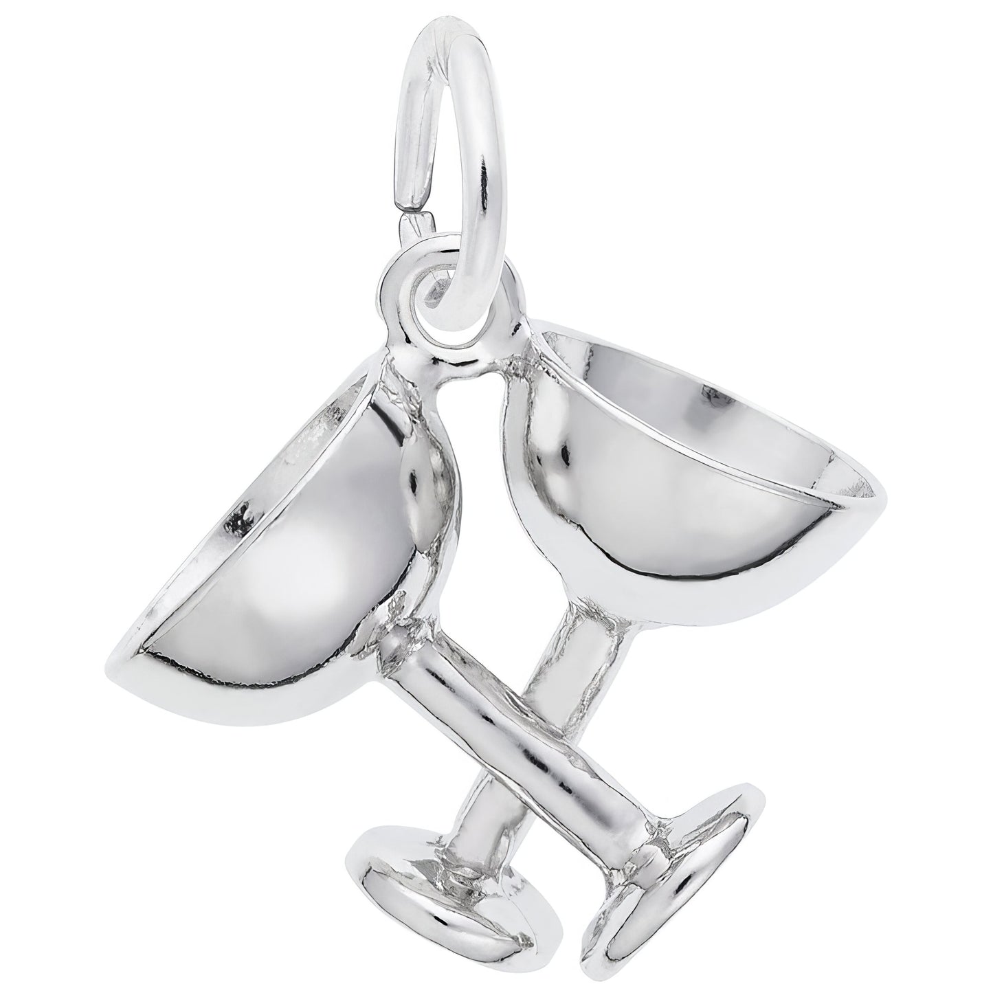 Champagne Glasses Charm - Metal - Sterling Silver