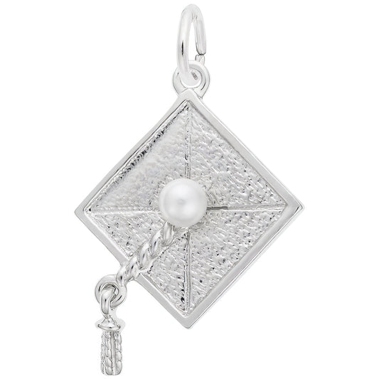 Sterling Silver Graduation Cap Charm - 19mm x 20mm