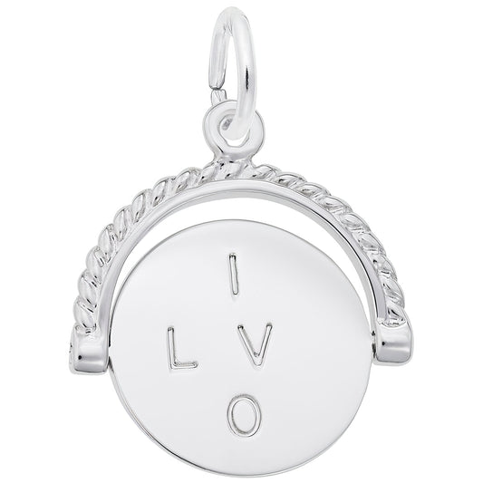 I Love You Spinner Charm - Metal - Sterling Silver