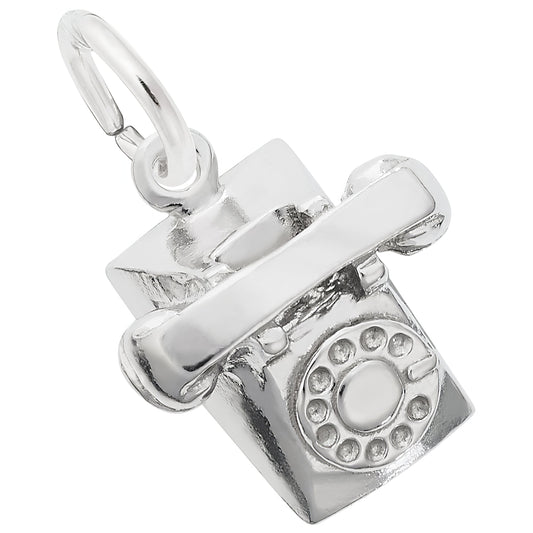Rotary Phone Charm - Metal - Sterling Silver