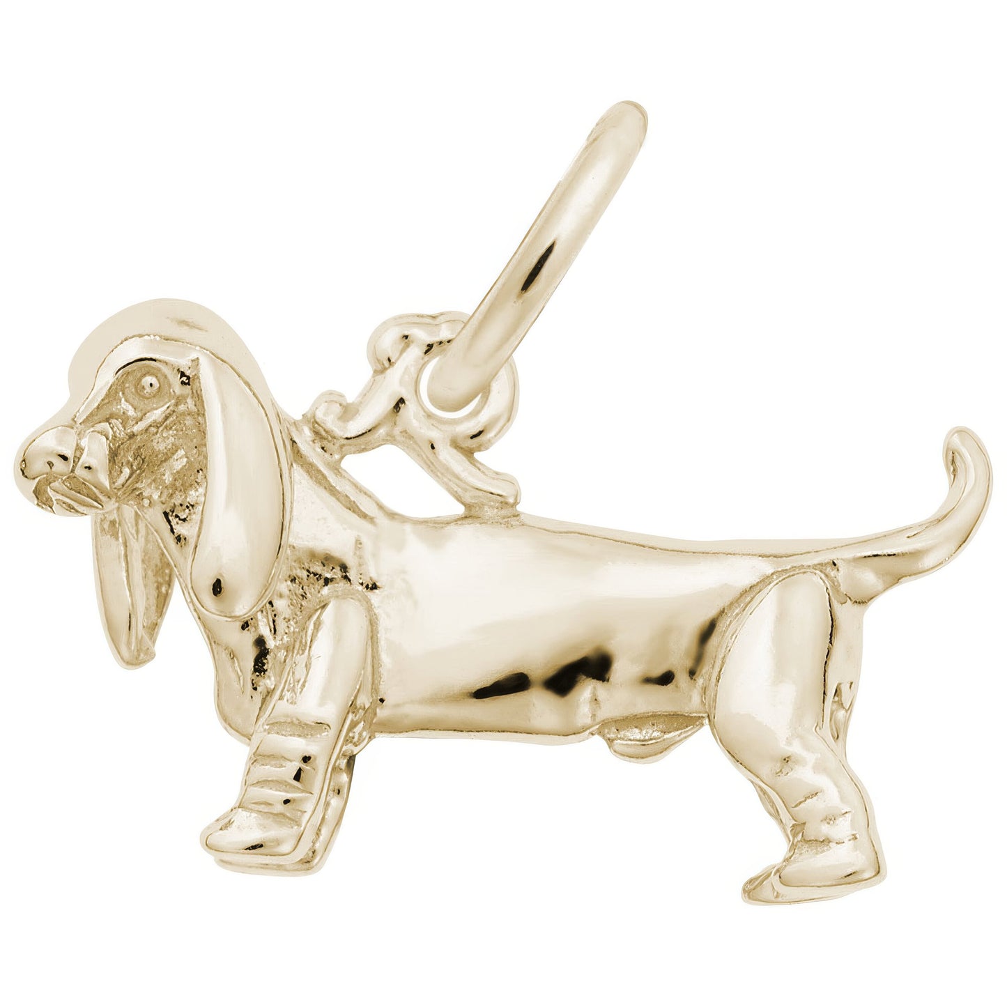 Basset Hound Dog Charm - Metal - Sterling Silver