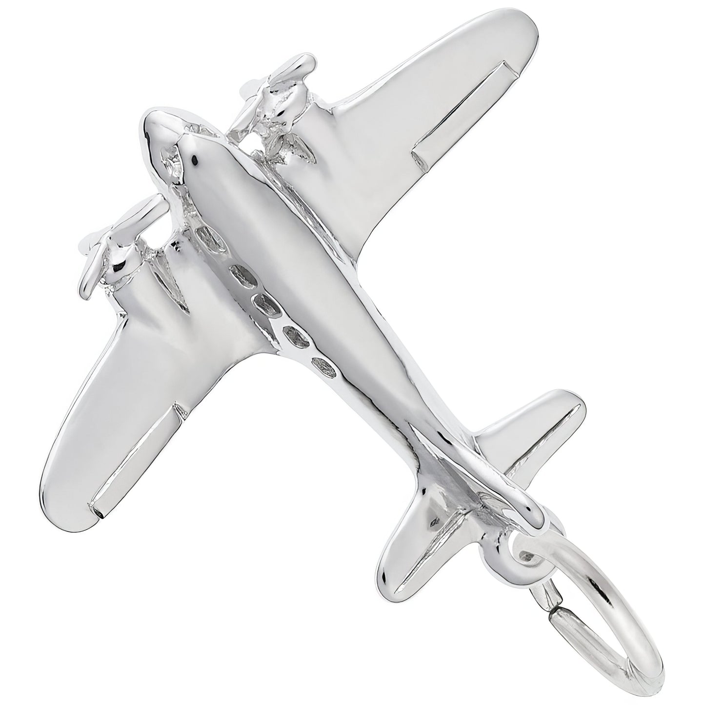 Sterling Silver Airplane Charm - 17mm x 22mm