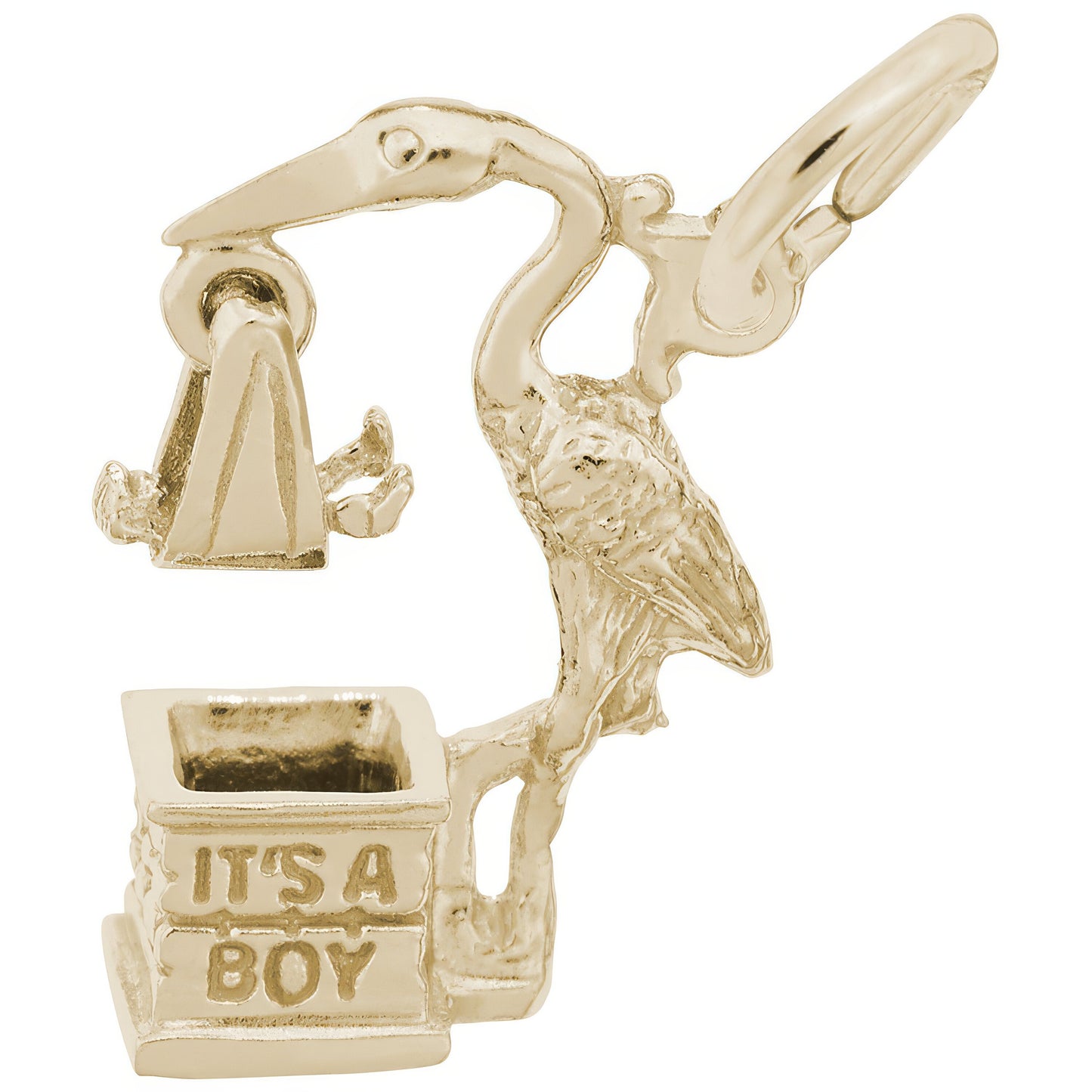 Sterling Silver Stork, Boy Charm - 18mm x 12mm