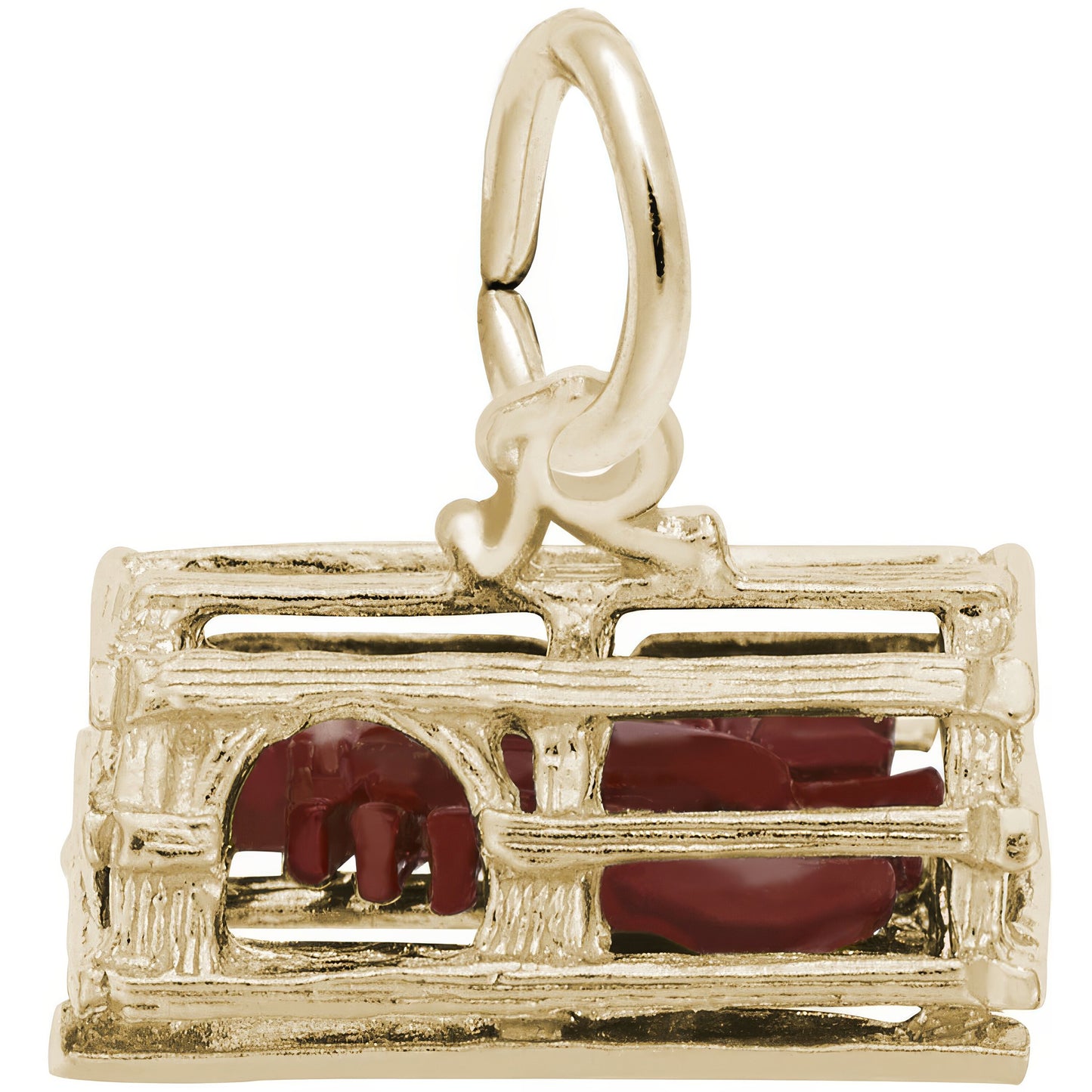 Lobster in Trap Charm w/Red Enamel - Metal - Sterling Silver