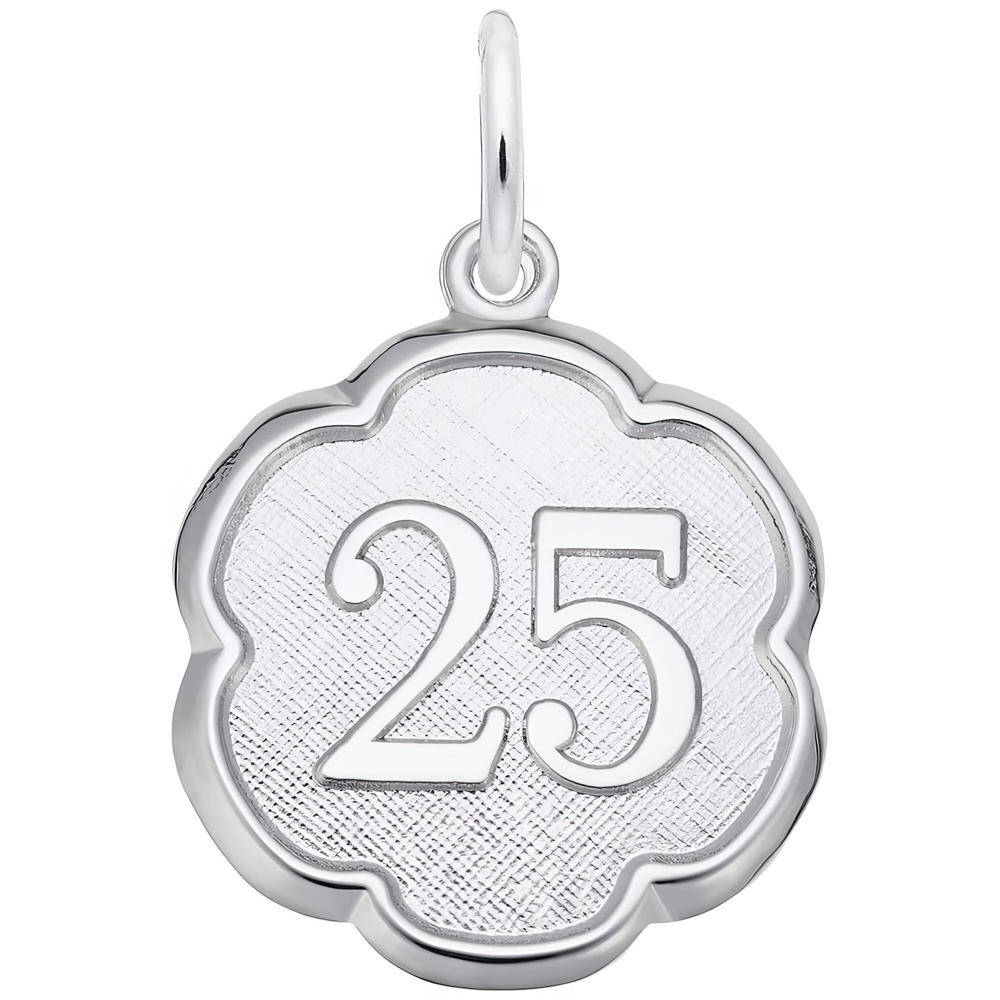 Sterling Silver Number 25 Charm - 18mm x 18mm