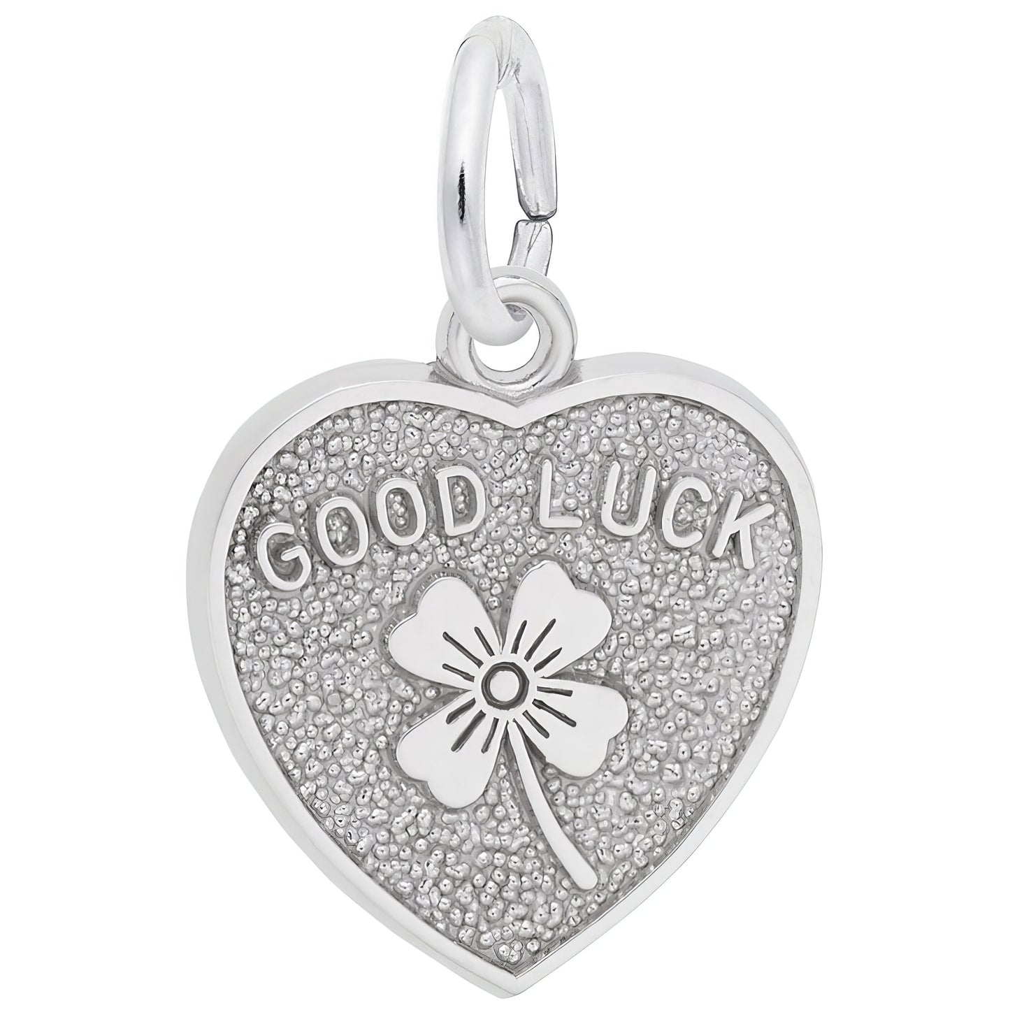Good Luck Heart Charm - Metal - Sterling Silver