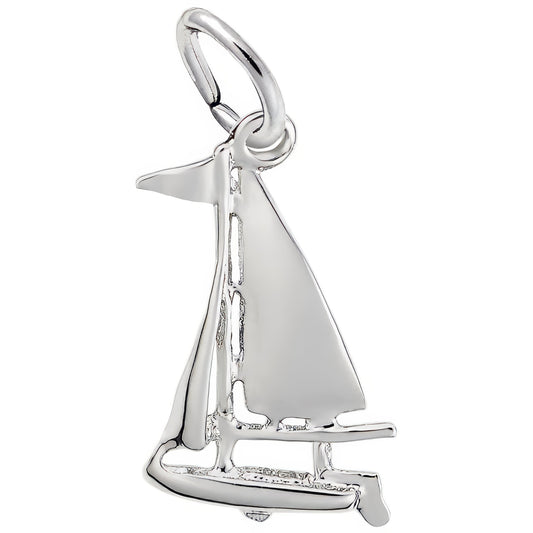 Small Sloop Sailboat Charm - Metal - Sterling Silver