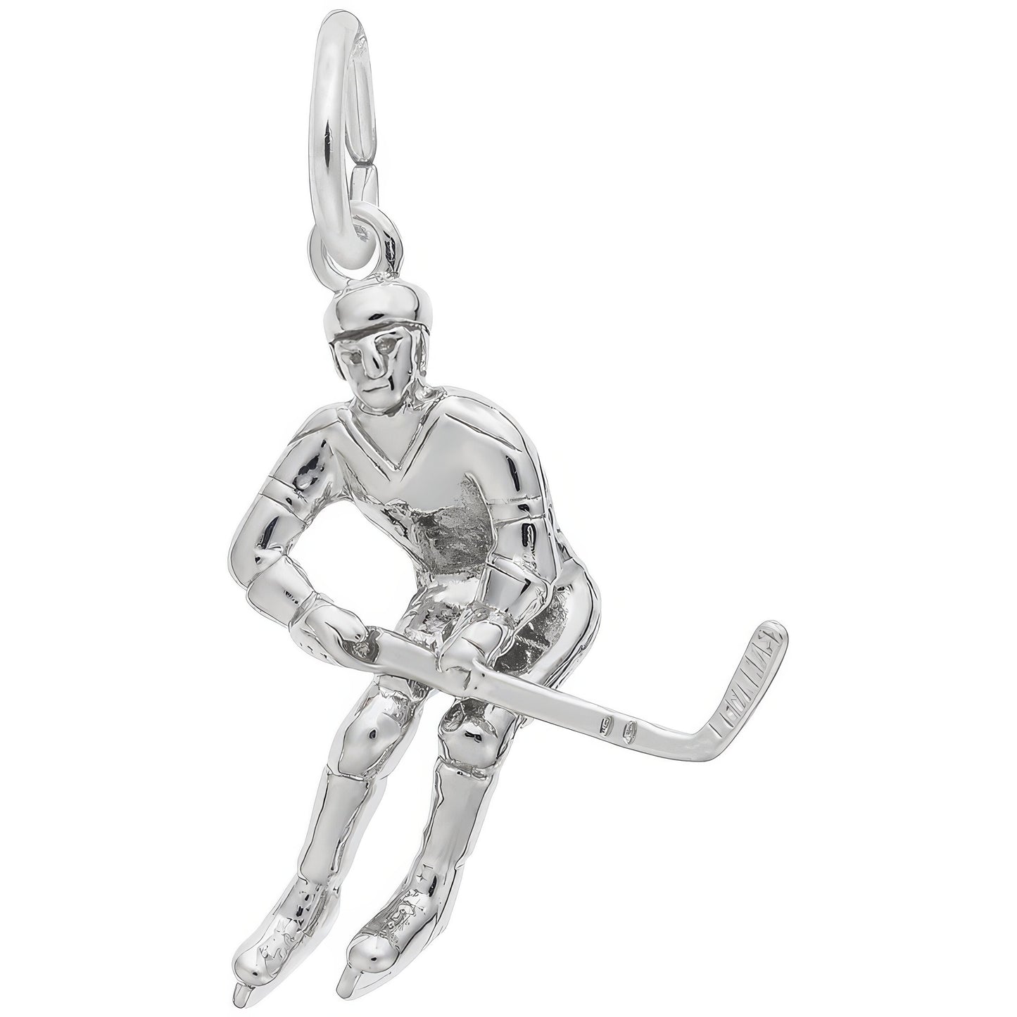Male Hockey Player Charm - Metal - Sterling Silver