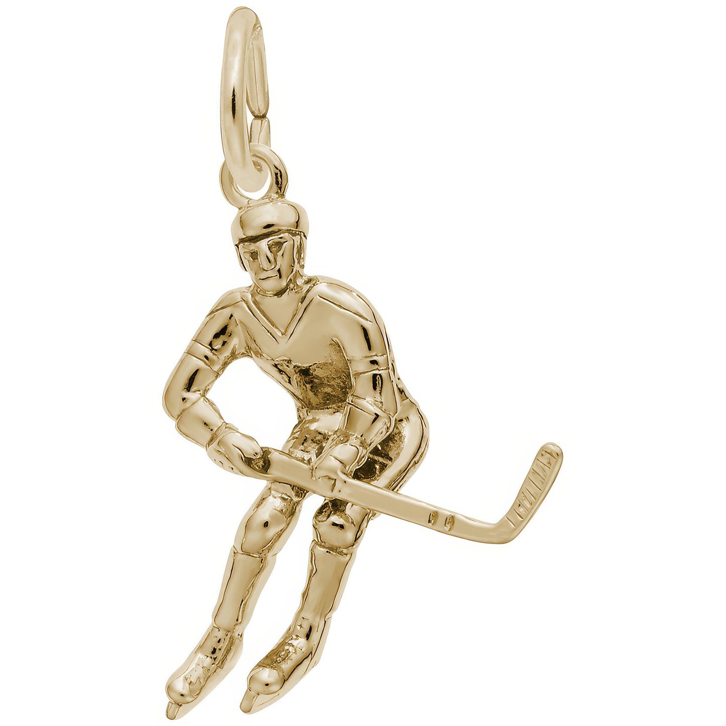 Male Hockey Player Charm - Metal - Sterling Silver