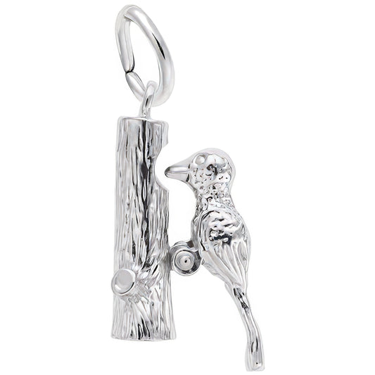 Woodpecker Charm - Metal - Sterling Silver