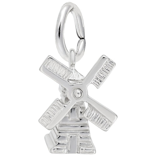 Sterling Silver Windmill Charm - 10mm x 13mm