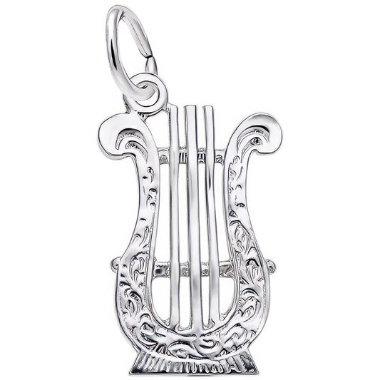 Lyre Charm - Metal - Sterling Silver