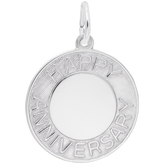Elegant Happy Anniversary Charm - Metal - Sterling Silver