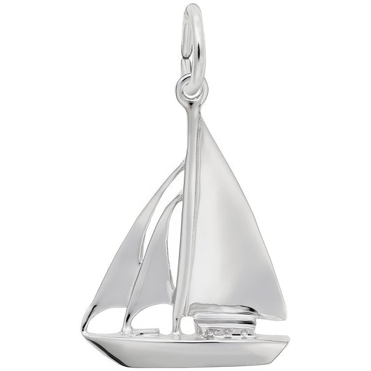 Cutter Sailboat Charm - Metal - Sterling Silver