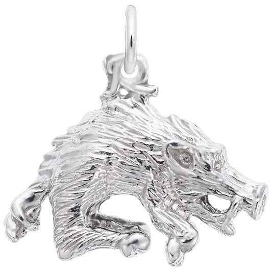 Wild Boar Charm - Metal - Sterling Silver