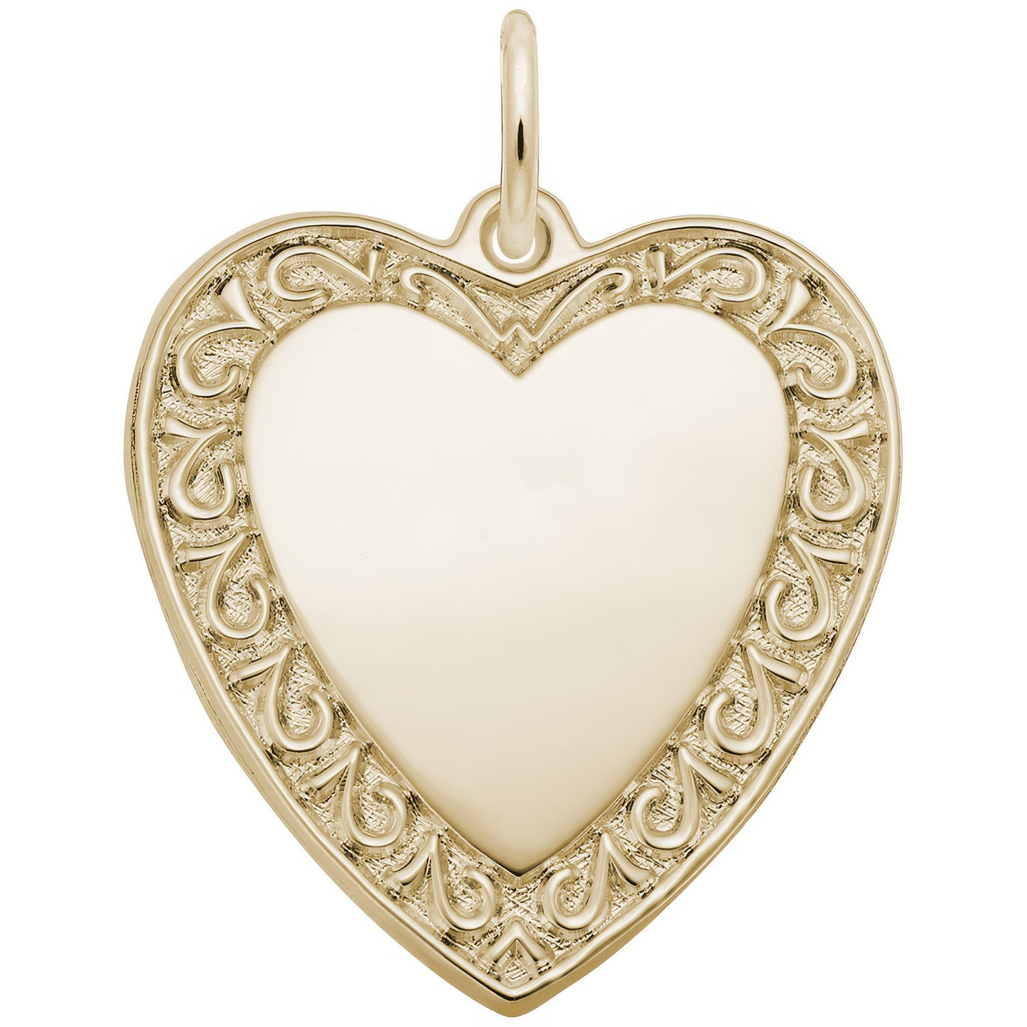 Scrolled Classic Heart Charm - Metal - Sterling Silver