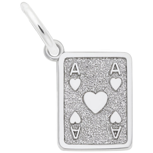 Ace of Hearts Charm - Metal - Sterling Silver