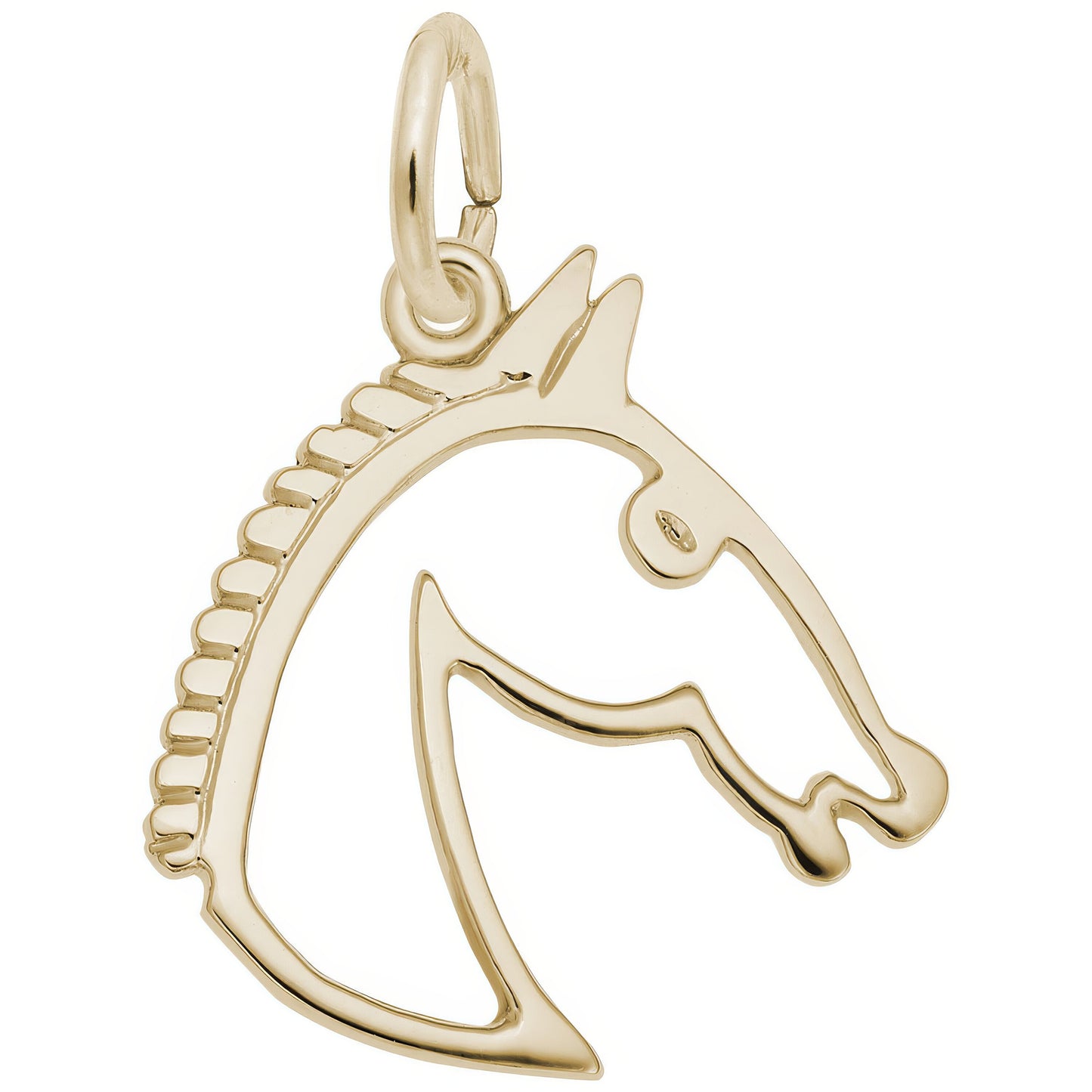 Flat Horse Head Charm - Metal - Sterling Silver