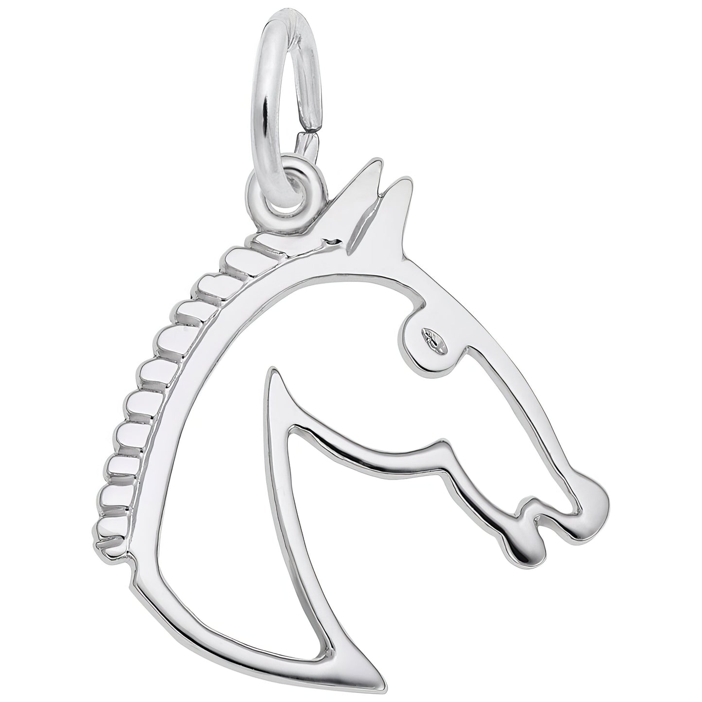 Flat Horse Head Charm - Metal - Sterling Silver